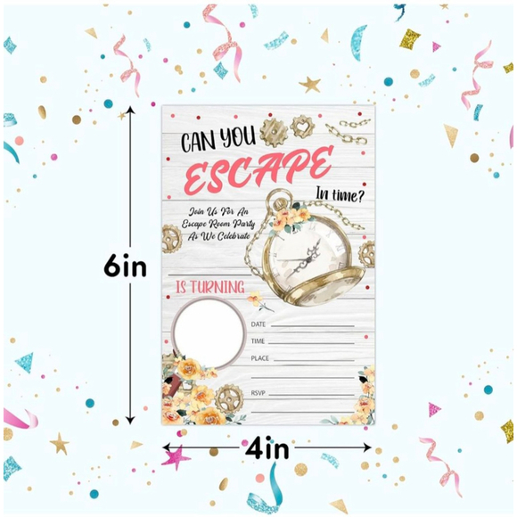 Escape room‎ Party Invitation 4x6in set of 10 invitations - Picture 1 of 3